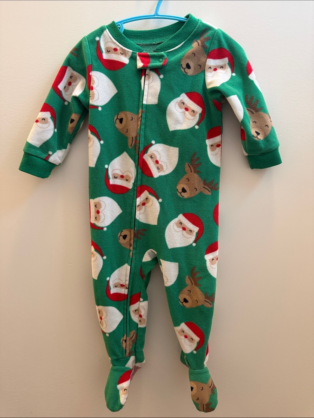 12 months Christmas Fleece Footie Sleeper | Christmas Pajamas Gender Neutral